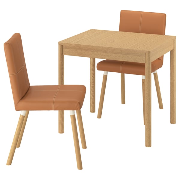TONSTAD / TONSTAD Table and 2 chairs, oak veneer/Bomstad golden brown oak effect, 31 1/2/47 1/4x27 1/2 "