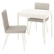 White TONSTAD dining set with two fabric chairs.