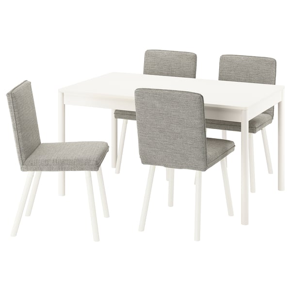 Image TONSTAD dining set with white table and grey chairs.