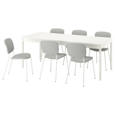 TONSTAD / VIHALS Table and 6 chairs, off-white/white Tibbleby beige/gray, 78 3/4x33 1/2 "