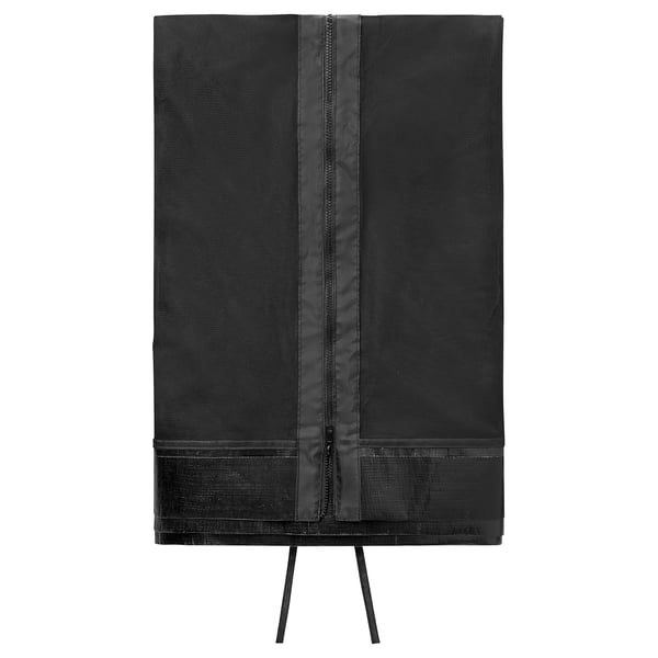 TORPÖN black insect net for parasols, mesh fabric with zip, stands on three legs.