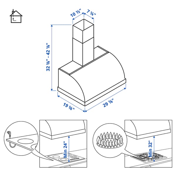 Illustration with measurements for the product: UNGDOMLIG.