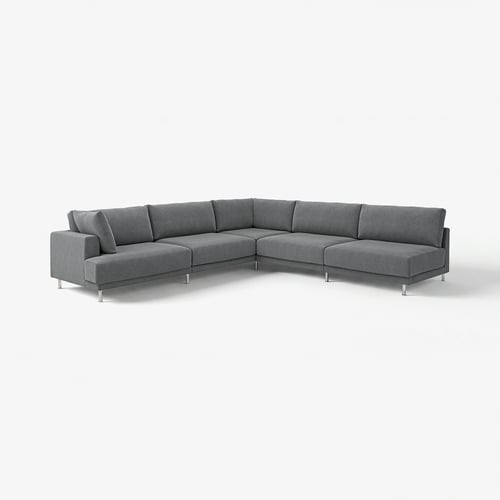 A grey UPPÅKRA sectional sofa with a modern, rectangular design and metal legs. Comfortable cushions and fabric-covered upholstery.