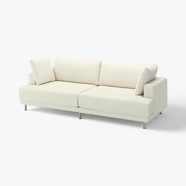 UPPÅKRA sofa: modern, white, u-shaped, deep seats, chrome legs.