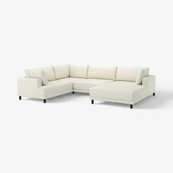 UPPÅKRA sectional sofa, white, modern design, ample cushions, high resilience foam, and wooden legs for comfort and style.