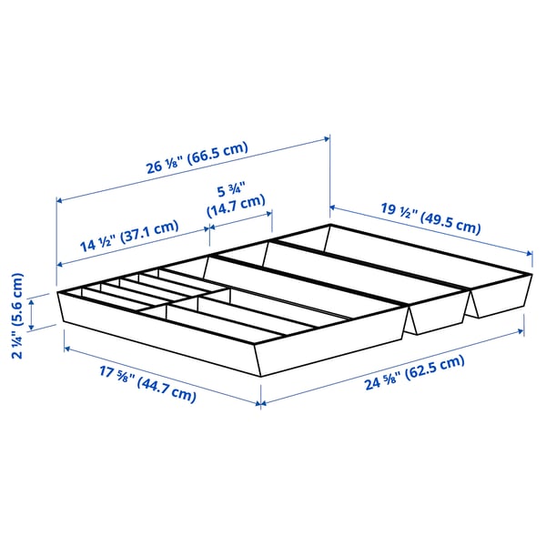 UPPDATERA Cutlery tray/2 utensil trays, light bamboo, 26x19 1/2 "