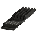Black UPPDATERA knife tray, plastic, folding design, organised slots.