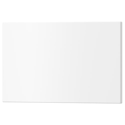 A white UTRUSTA drawer front. Its rectangular, smooth, and made of acrylic paint over fibreboard. Designed for easy cleaning and durable use.