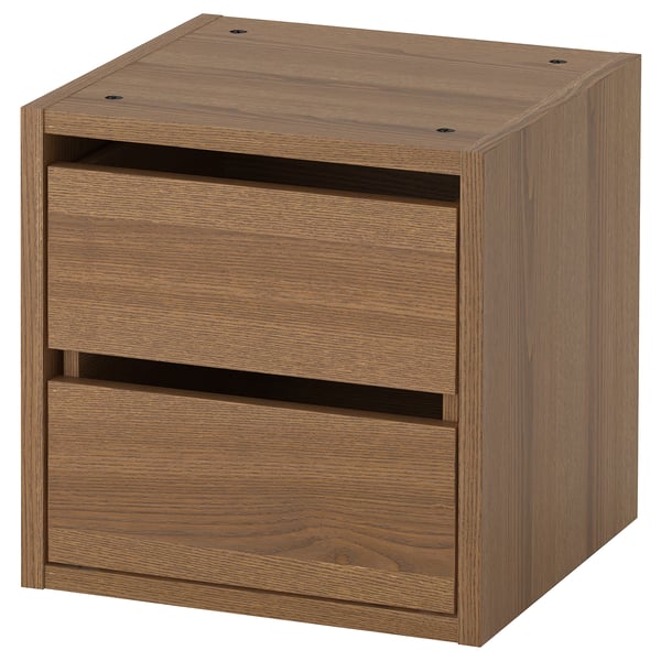 Ikea VADHOLMA wooden storage with drawers, light brown.