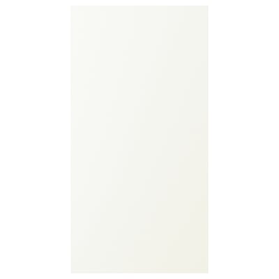 Ikea VALLSTENA white kitchen cabinet door. Smooth clean surface. Timeless design. Plastic foil material. Rectangle shape.