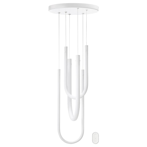 VARMBLIXT LED pendant lamp, dimmable smart/white glass white spectrum, 18 "