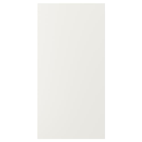 White rectangular kitchen cabinet door. Smooth, modern design with clean lines. Made of fibreboard and polyurethane paint.