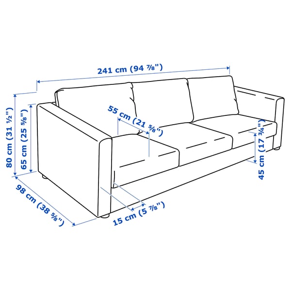 Illustration with measurements for the product: VIMLE.