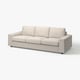 Modern beige VIMLE sofa, minimalist design, three cushions, sleek arms, polyester fabric.