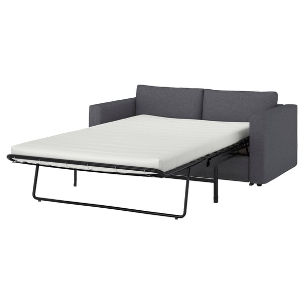 VIMLE grey sofa-bed, modern design, convertible with cushions, powder-coated metal frame.