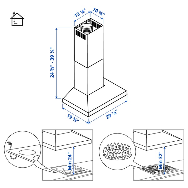 Illustration with measurements for the product: VINSTGIVANDE.