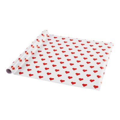 VINTERFINT Gift wrap, roll, heart pattern/white/red, 10x1.87 '/18.41 sq feet