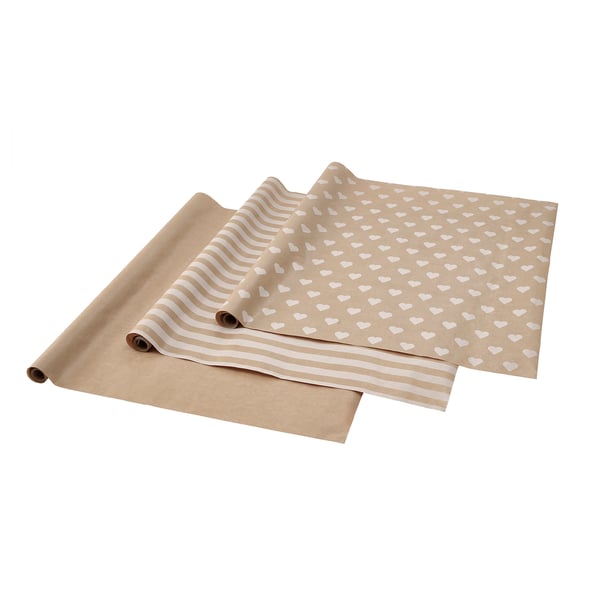 VINTERFINT Gift wrap, roll, mixed patterns brown/white, 9.84x2.30 '/22.60 sq feet