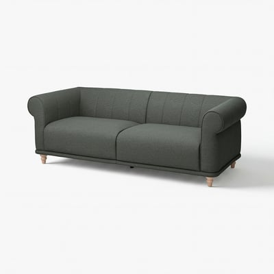 VISKAFORS teal sofa, classic design, soft rounded arms, deep seat, cotton blend cover, wooden legs.