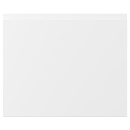 VOXTORP matte white kitchen cabinet door - modern, minimalist design with integrated handles.