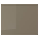 VOXTORP drawer front, dark grey-brown, glossy finish, rectangle shape, sleek design.