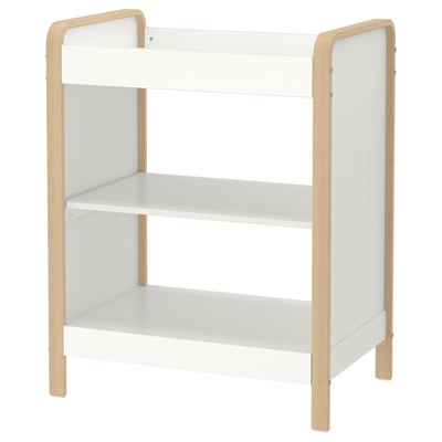 ÄLSKVÄRD Table à langer, bouleau/blanc