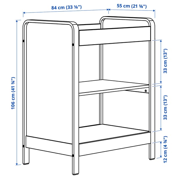 ÄLSKVÄRD Table à langer, bouleau/blanc