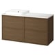 ÄNGSJÖN / BACKSJÖN Meuble de sdb avec lavabo, brun eff chêne/blanc marbré, 49x21 1/2x28 1/4 "