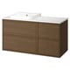 ÄNGSJÖN / BACKSJÖN Meuble de sdb avec lavabo, brun eff chêne/blanc marbré, 49x21 1/2x28 1/4 "