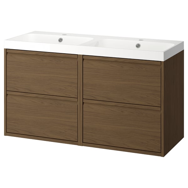 ÄNGSJÖN / BACKSJÖN Meuble de sdb avec lavabo, brun eff chêne, 48 1/8x21x27 1/2 "