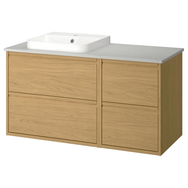 ÄNGSJÖN / BACKSJÖN Meuble de sdb avec lavabo, eff chêne/gris eff pierre, 49x21 1/2x28 1/4 "