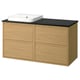 ÄNGSJÖN / BACKSJÖN Meuble de sdb avec lavabo, eff chêne/noir marbré, 49x21 1/2x28 1/4 "