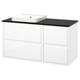 ÄNGSJÖN / BACKSJÖN Meuble de sdb avec lavabo, ultrabrillant blanc/noir marbré, 49x21 1/2x28 1/4 "