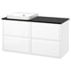 ÄNGSJÖN / BACKSJÖN Meuble de sdb avec lavabo, ultrabrillant blanc/noir marbré, 49x21 1/2x28 1/4 "