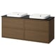 ÄNGSJÖN / BACKSJÖN Meuble de sdb avec lavabos, brun eff chêne/noir marbré, 61x21 1/2x28 1/4 "