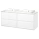 ÄNGSJÖN / BACKSJÖN Meuble de sdb avec lavabos, ultrabrillant blanc/blanc marbré, 61x21 1/2x28 1/4 "