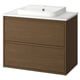 ÄNGSJÖN / BACKSJÖN Meuble sdb avec tiroirs/lavabo, brun eff chêne/blanc marbré, 31x21 1/2x28 1/4 "