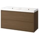 ÄNGSJÖN / BACKSJÖN Meuble sdb avec tiroirs/lavabo, brun eff chêne, 48 1/8x21x27 1/2 "