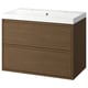 ÄNGSJÖN / BACKSJÖN Meuble sdb avec tiroirs/lavabo, brun eff chêne, 36 1/8x21x27 1/2 "