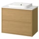ÄNGSJÖN / BACKSJÖN Meuble sdb avec tiroirs/lavabo, eff chêne/blanc marbré, 31x21 1/2x28 1/4 "