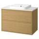 ÄNGSJÖN / BACKSJÖN Meuble sdb avec tiroirs/lavabo, eff chêne/blanc marbré, 37x21 1/2x28 1/4 "