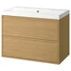 ÄNGSJÖN / BACKSJÖN Meuble sdb avec tiroirs/lavabo, eff chêne, 36 1/8x21x27 1/2 "