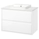 ÄNGSJÖN / BACKSJÖN Meuble sdb avec tiroirs/lavabo, ultrabrillant blanc/blanc marbré, 37x21 1/2x28 1/4 "