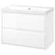 ÄNGSJÖN / BACKSJÖN Meuble sdb avec tiroirs/lavabo, ultrabrillant blanc, 36 1/8x21x27 1/2 "