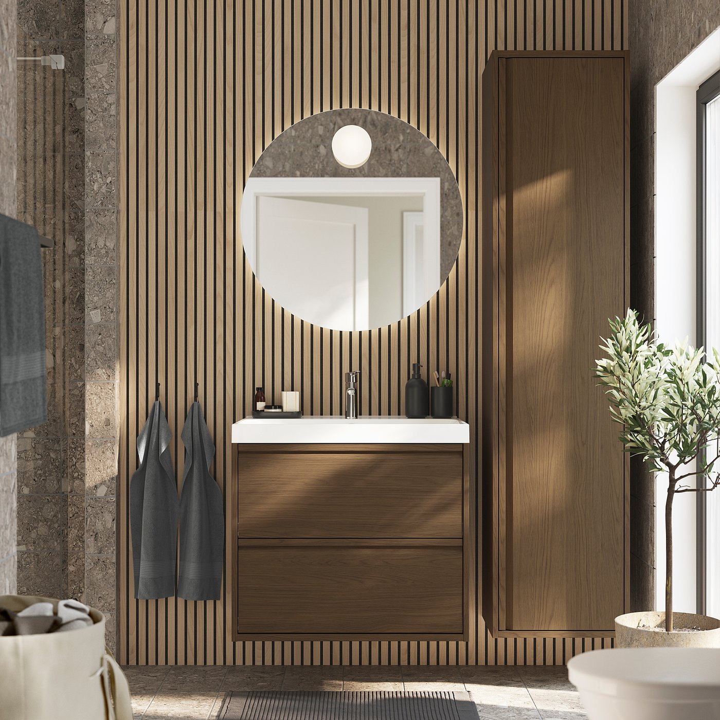 ÄNGSJÖN Meuble-lavabo à tiroirs, brun eff chêne, 30x21x25 1/8 "