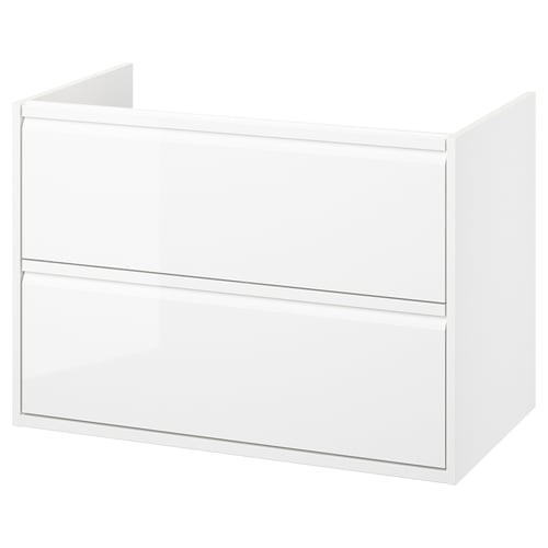 ÄNGSJÖN Meuble-lavabo à tiroirs, ultrabrillant blanc, 36x21x25 1/8 "