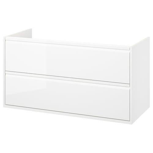 ÄNGSJÖN Meuble-lavabo à tiroirs, ultrabrillant blanc, 48x21x25 1/8 "