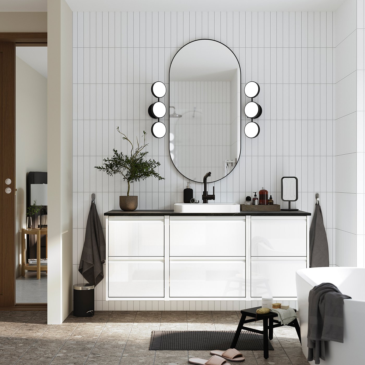 ÄNGSJÖN Meuble-lavabo à tiroirs, ultrabrillant blanc, 18x21x25 1/8 "