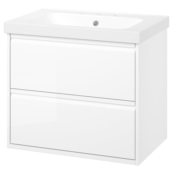 ÄNGSJÖN / ORRSJÖN Meuble sdb avec tiroirs/lavabo, ultrabrillant blanc, 31x21x27 5/8 "