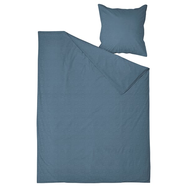 ÄNGSLILJA Housse de couette et taie(s), bleu foncé, 1 place
